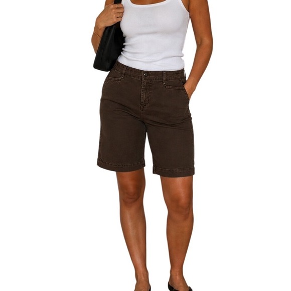 Style & Co. Pants - Style & Co Bermuda Shorts Womens 14 Brown Excellent Cotton Blend Mid Rise Casual